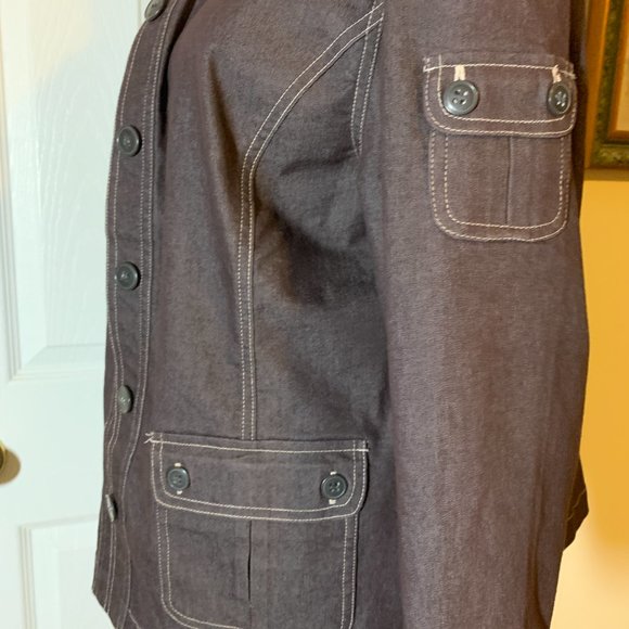 Lindor Petite Size 14 Jacket, dark denim,  long sleeves, buttons and collar - Picture 7 of 12